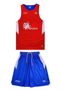 設計上衣正反面紅色藍色不同色     訂製橡筋褲頭運動褲    籃球運動套裝   比賽服     運動服供應商    WTV186